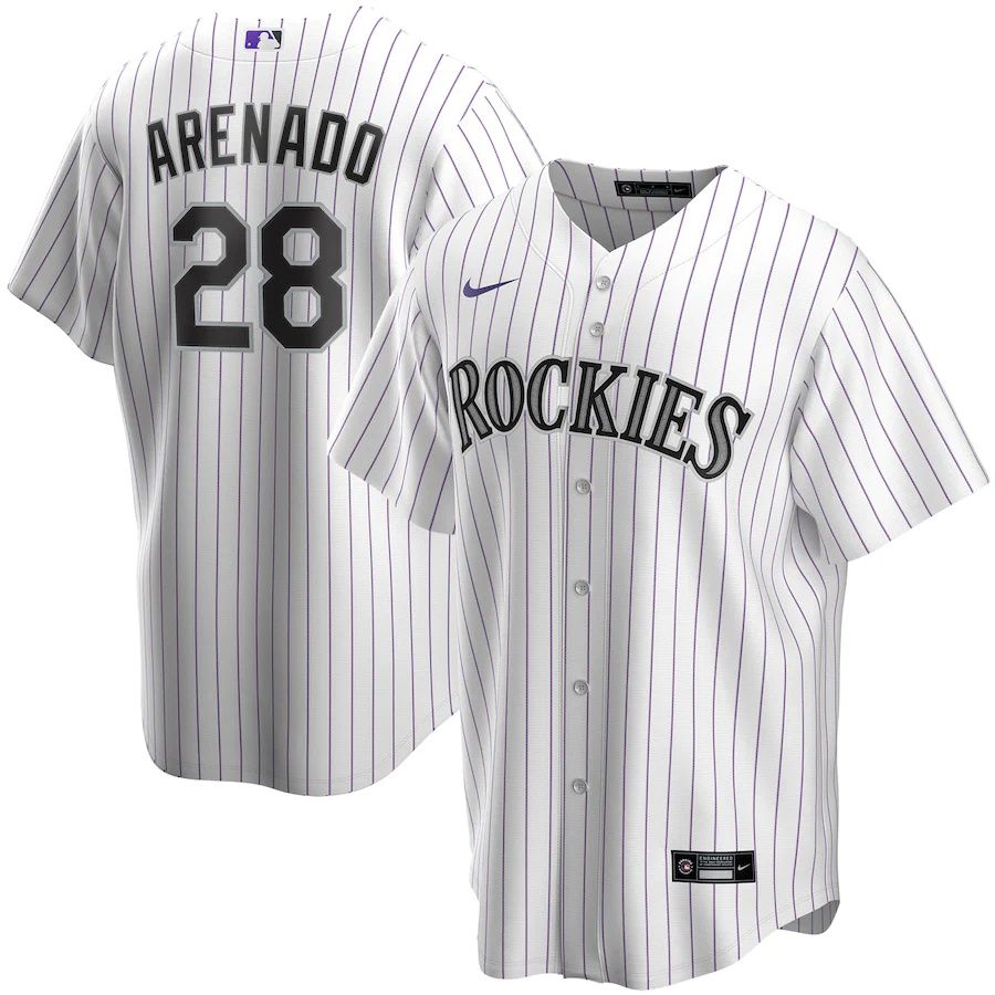 Youth Colorado Rockies #28 Nolan Arenado Nike White Home Replica Player MLB Jerseys